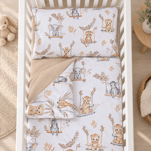 Beige safari cot - safari, bedding