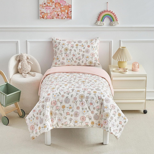 Dushow pink floral cot bed - pink,