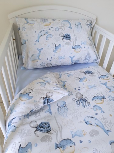 Blue sea life cot bed - blue,