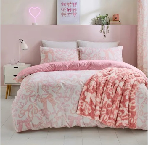 Dunelms pink bows reversable - dunelms,